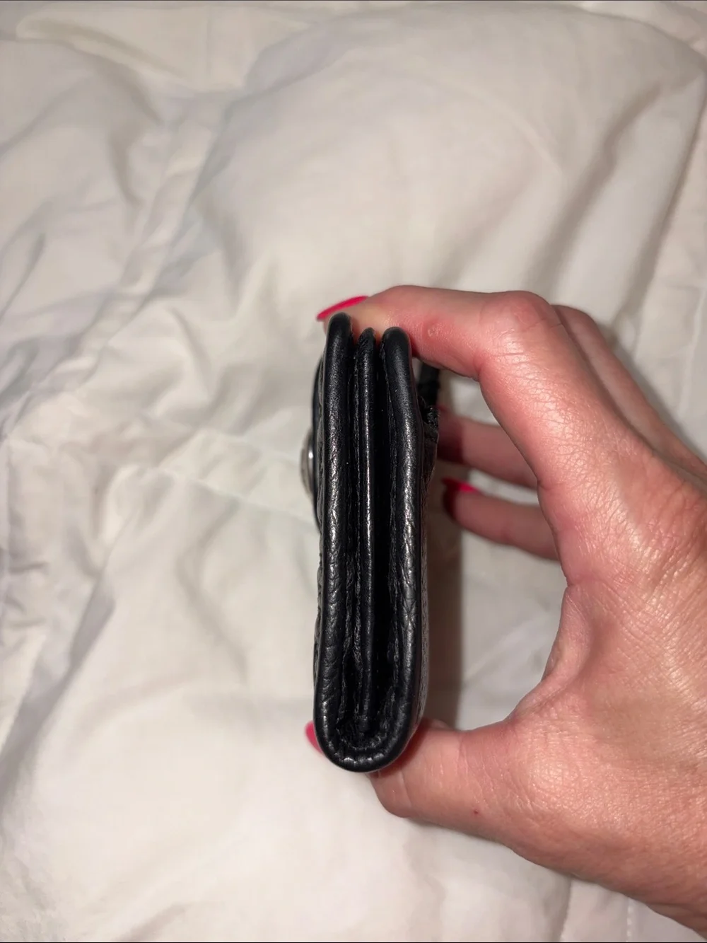RARE HTF Vintage Brighton Black Leather hearts Embossed Bifold Wallet